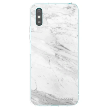 Picasee Xiaomi Redmi 9A Hülle - Transparentes Silikon - White marble