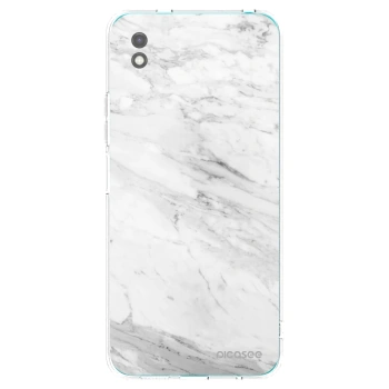 Picasee Xiaomi Redmi 9A Hülle - Schwarzes Silikon - White marble