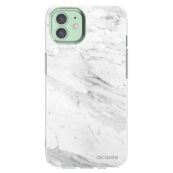 Picasee Apple iPhone 12 Hülle - Transparentes Silikon - White marble