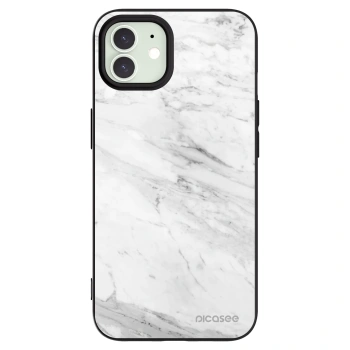 Picasee Apple iPhone 12 Pro Hülle - Schwarzes Silikon - White marble