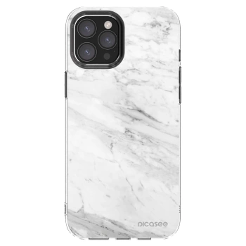 Picasee Apple iPhone 12 Pro Max Hülle - Transparentes Silikon - White marble