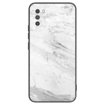 Picasee Xiaomi Poco M3 Hülle - Schwarzes Silikon - White marble