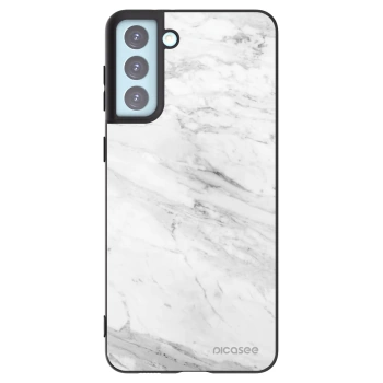 Picasee Samsung Galaxy S21+ 5G G996F Hülle - Schwarzes Silikon - White marble