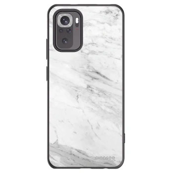 Picasee Xiaomi Redmi Note 10S Hülle - Schwarzes Silikon - White marble