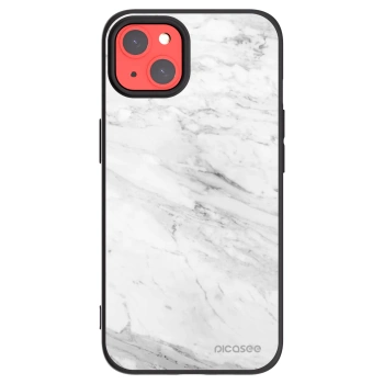 Picasee Apple iPhone 13 Hülle - Schwarzes Silikon - White marble