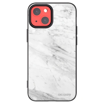 Picasee Apple iPhone 13 mini Hülle - Schwarzes Silikon - White marble