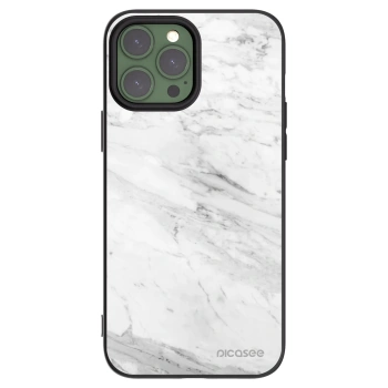 Picasee Apple iPhone 13 Pro Max Hülle - Schwarzes Silikon - White marble