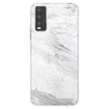 Picasee Vivo Y20s Hülle - Transparentes Silikon - White marble