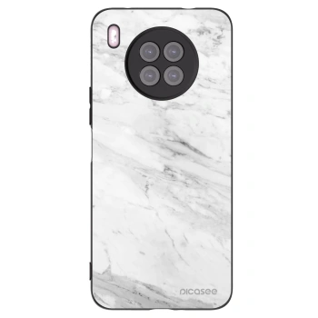 Picasee Huawei Nova 8i Hülle - Schwarzes Silikon - White marble