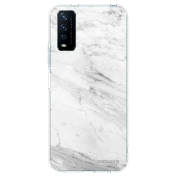 Picasee Vivo Y11s Hülle - Transparentes Silikon - White marble