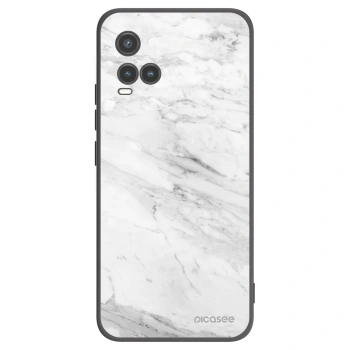 Picasee Vivo Y33s Hülle - Schwarzes Silikon - White marble