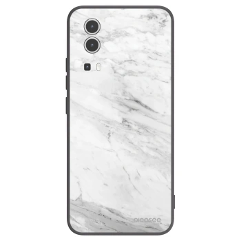 Picasee Vivo Y72 5G Hülle - Schwarzes Silikon - White marble