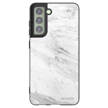 Picasee Samsung Galaxy S21 FE 5G Hülle - Schwarzes Silikon - White marble