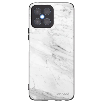 Picasee Honor X8 4G Hülle - Schwarzes Silikon - White marble