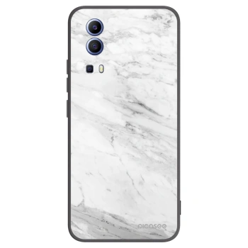 Picasee Vivo Y52 5G Hülle - Schwarzes Silikon - White marble