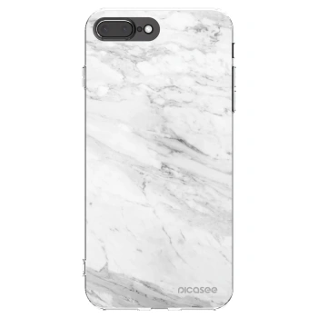 Picasee Apple iPhone 8 Plus Hülle - Transparentes Silikon - White marble