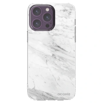 Picasee Apple iPhone 14 Pro Max Hülle - Transparentes Silikon - White marble
