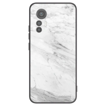 Picasee Xiaomi 12 Lite Hülle - Schwarzes Silikon - White marble