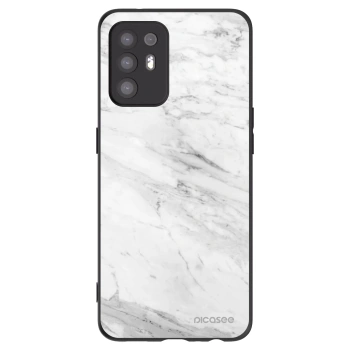 Picasee OPPO A94 5G Hülle - Schwarzes Silikon - White marble
