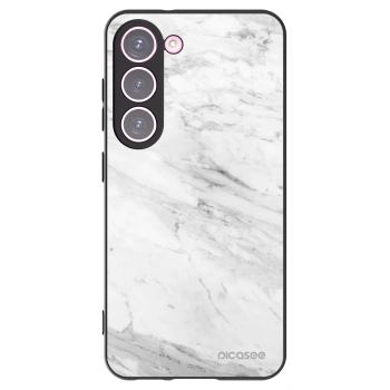 Picasee Samsung Galaxy S23 5G Hülle - Schwarzes Silikon - White marble