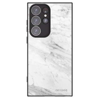 Picasee Samsung Galaxy S23 Ultra 5G Hülle - Schwarzes Silikon - White marble