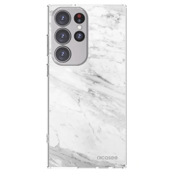 Picasee Samsung Galaxy S23 Ultra 5G Hülle - Transparentes Silikon - White marble