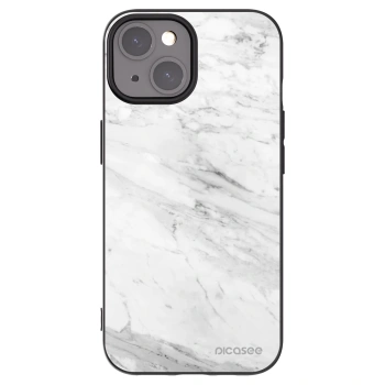 Picasee Apple iPhone 15 Hülle - Schwarzes Silikon - White marble