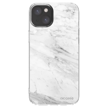 Picasee Apple iPhone 15 Plus Hülle - Transparentes Silikon - White marble