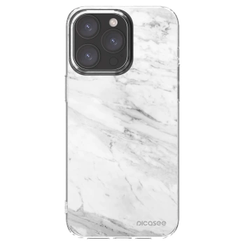 Picasee Apple iPhone 15 Pro Max Hülle - Transparentes Silikon - White marble