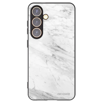 Picasee Samsung Galaxy S24 S921B 5G Hülle - Schwarzes Silikon - White marble