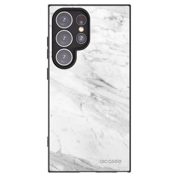 Picasee Samsung Galaxy S24 Ultra S928B 5G Hülle - Schwarzes Silikon - White marble