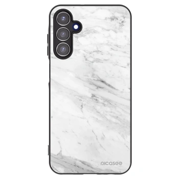 Picasee Samsung Galaxy A15 A155F 4G Hülle - Schwarzes Silikon - White marble