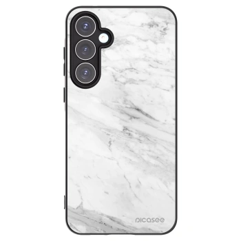 Picasee Samsung Galaxy A55 5G A556B Hülle - Schwarzes Silikon - White marble