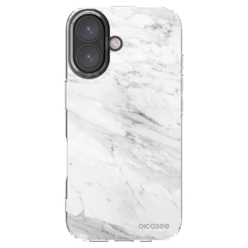 Picasee Apple iPhone 16 Hülle - Transparentes Silikon - White marble