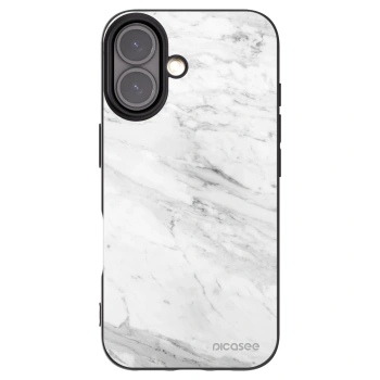 Picasee Apple iPhone 16 Hülle - Schwarzes Silikon - White marble