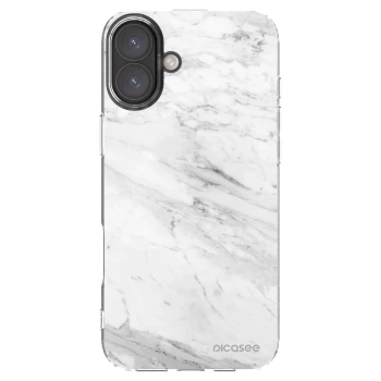 Picasee Apple iPhone 16 Plus Hülle - Transparentes Silikon - White marble