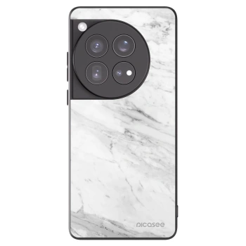 Picasee OnePlus 12 5G Hülle - Schwarzes Silikon - White marble
