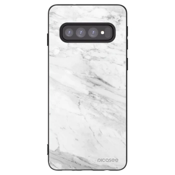 Picasee Samsung Galaxy S10 G973 Hülle - Schwarzes Silikon - White marble