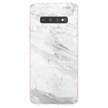 Picasee Samsung Galaxy S10 Plus G975 Hülle - Transparentes Silikon - White marble