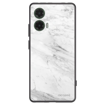 Picasee Motorola Moto G35 5G Hülle - Schwarzes Silikon - White marble
