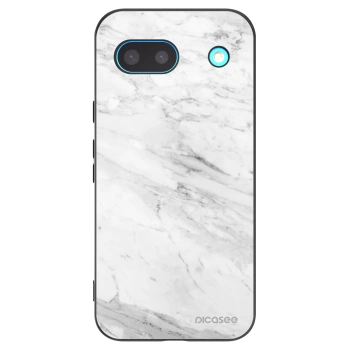 Picasee Google Pixel 8a Hülle - Schwarzes Silikon - White marble