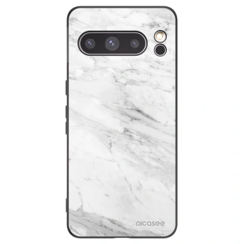 Picasee Google Pixel 8 Pro Hülle - Schwarzes Silikon - White marble