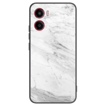 Picasee Motorola Moto G05 Hülle - Schwarzes Silikon - White marble