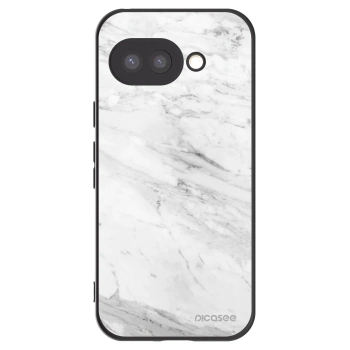 Picasee Google Pixel 9a Hülle - Schwarzes Silikon - White marble