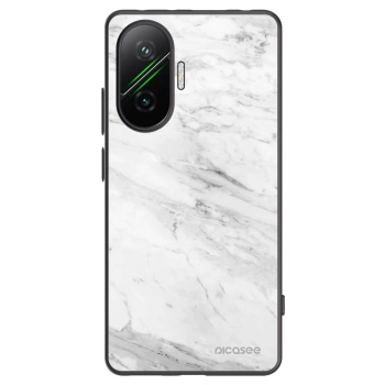 Picasee Xiaomi Poco F7 5G Hülle - Schwarzes Silikon - White marble
