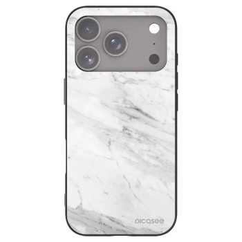 Picasee Apple iPhone 17 Pro Hülle - Schwarzes Silikon - White marble