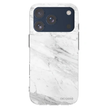 Picasee Apple iPhone 17 Pro Hülle - Transparentes Silikon - White marble