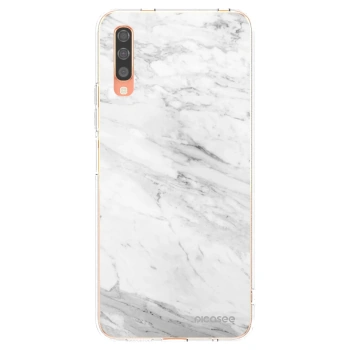 Picasee Samsung Galaxy A70 A705F Hülle - Transparentes Silikon - White marble