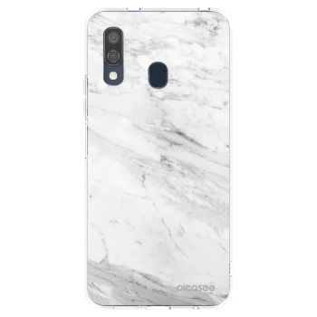 Picasee Samsung Galaxy A40 A405F Hülle - Transparentes Silikon - White marble