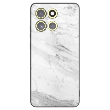 Picasee Motorola Moto G86 Power 5G Hülle - Schwarzes Silikon - White marble